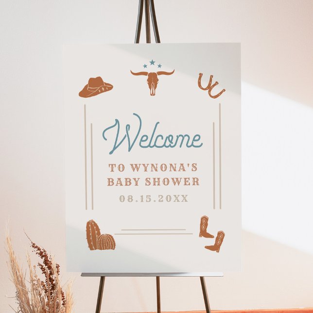 WYNONA Orange Blue Cowgirl Baby Shower Welcome Foam Board (Creator Uploaded)