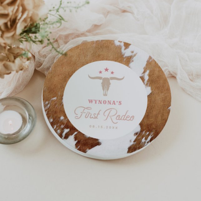 WYNONA Pink Cowgirl First Rodeo Birthday Party Paper Plates (Creator Uploaded)