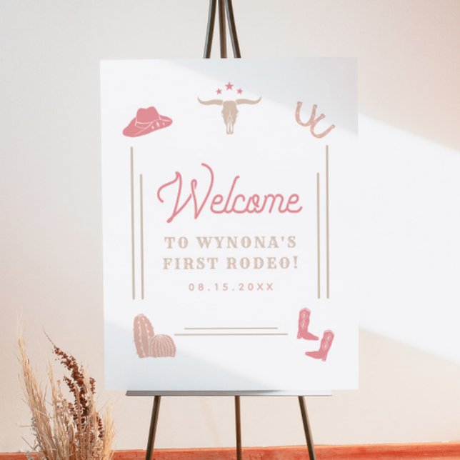 WYNONA Pink Cowgirl First Rodeo Birthday Welcome Foam Board (Creator Uploaded)