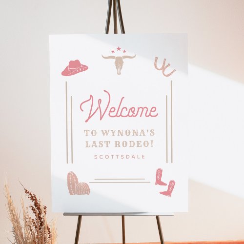 WYNONA Pink Cowgirl Last Rodeo Bachelorette Foam Board