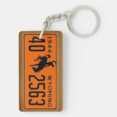 Wyoming 1944 Vintage License Plate Keychain