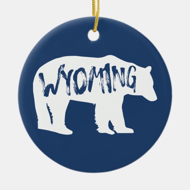 Wyoming Bear Ceramic Ornament (Front)
