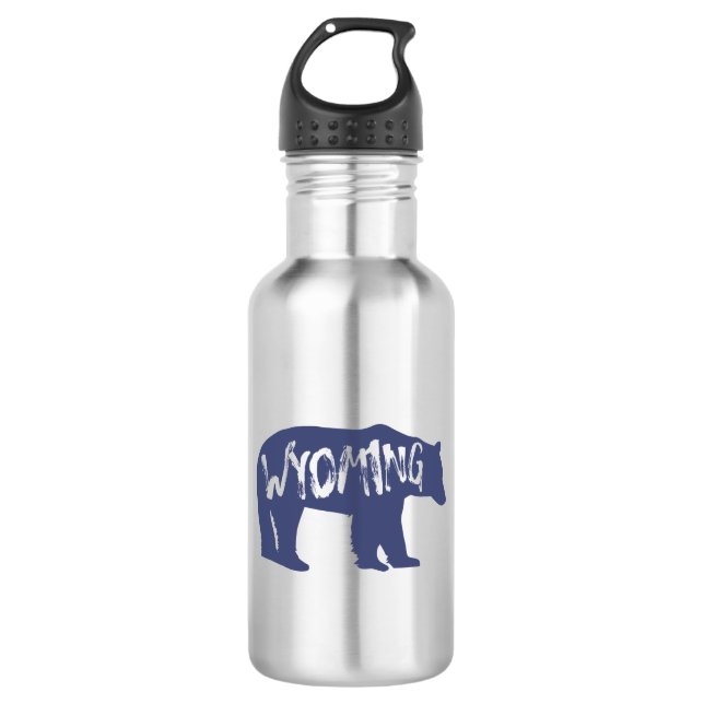 Wyoming Bear Stainless Steel Water Bottle (Front)