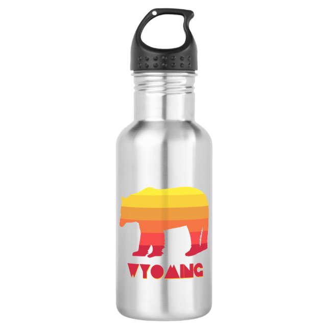 Wyoming Bear Stainless Steel Water Bottle (Front)