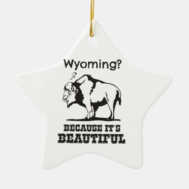 Wyoming? Because It's Beautiful Ceramic Ornament (Front)