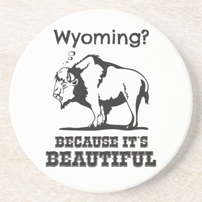 Wyoming? Because It's Beautiful Drink Coaster (Front)