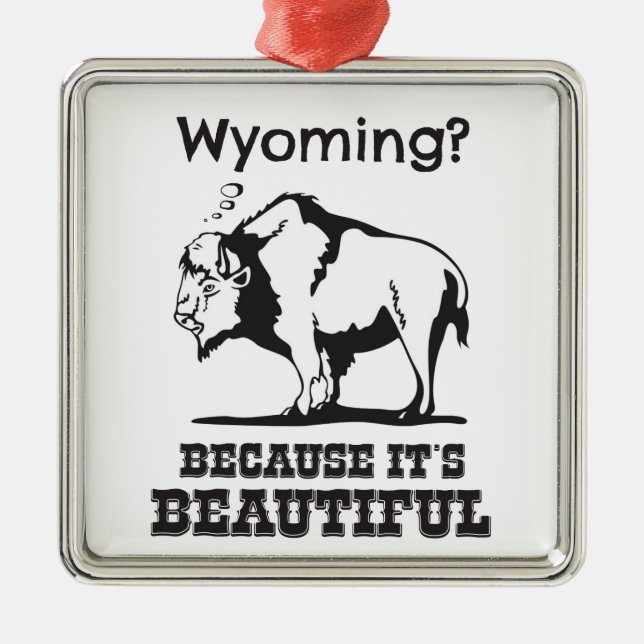 Wyoming? Because It's Beautiful Metal Ornament (Front)