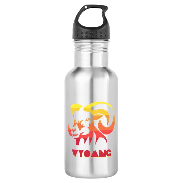 Wyoming Bighorn Sheep Stainless Steel Water Bottle (Front)