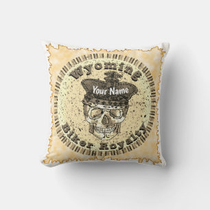 Wyoming Biker Throw Pillow