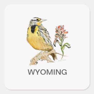Wyoming bird flower square sticker