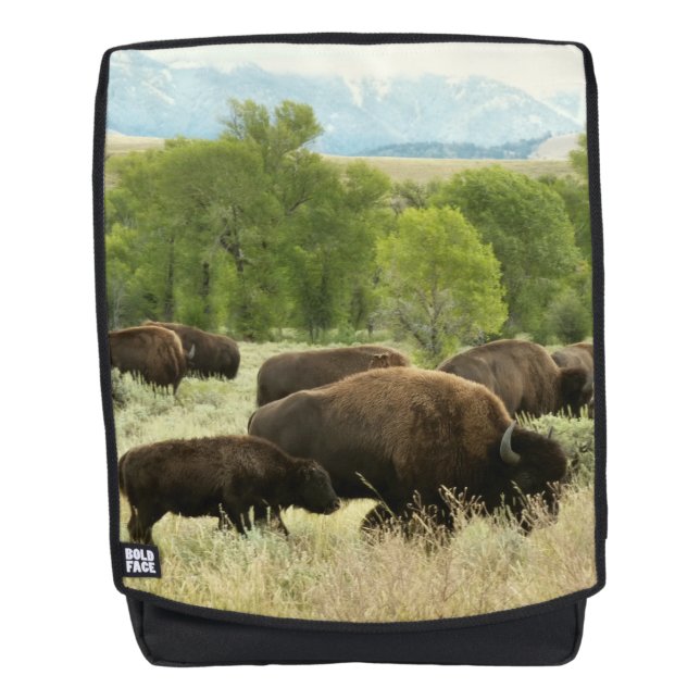 Wyoming Bison Nature Animal Photography Backpack (Front)