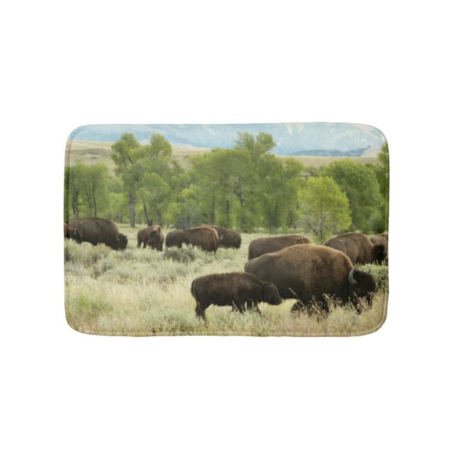 Wyoming Bison Nature Animal Photography Bath Mat (Front)