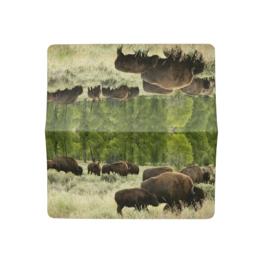 Wyoming Bison Nature Animal Photography Checkbook Cover (Open)