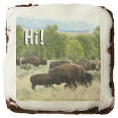 Wyoming Bison Nature Animal Photography Chocolate Brownie (Front)
