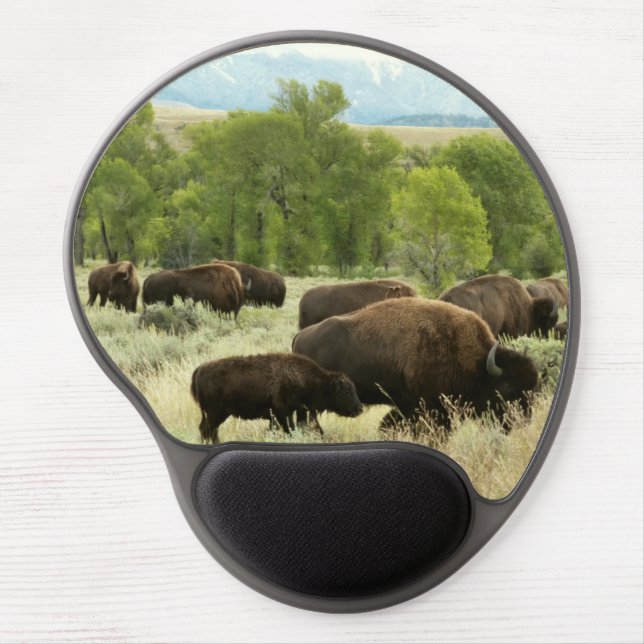Wyoming Bison Nature Animal Photography Gel Mouse Pad (Front)