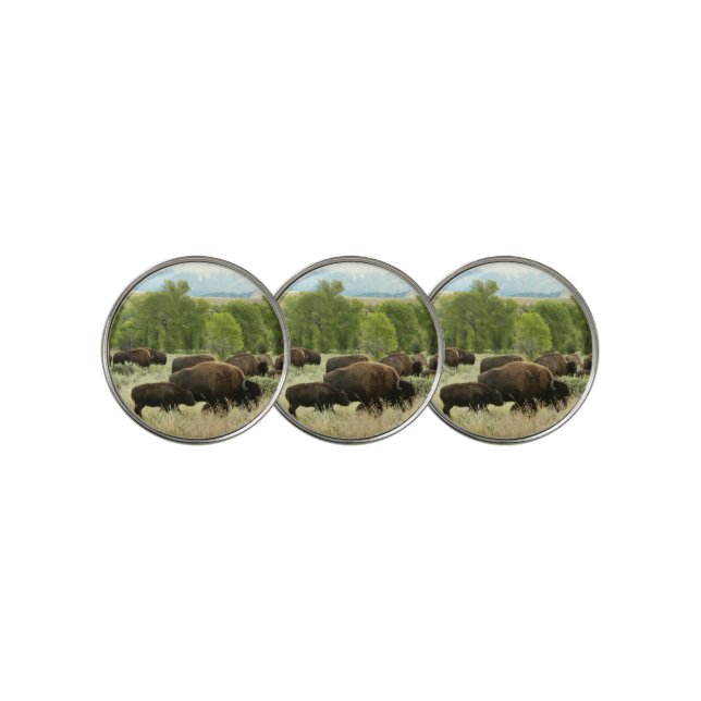 Wyoming Bison Nature Animal Photography Golf Ball Marker (3 Up)