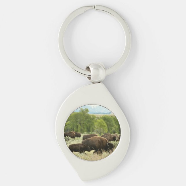 Wyoming Bison Nature Animal Photography Keychain (Front)