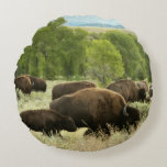 Wyoming Bison Nature Animal Photography Round Pillow