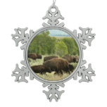 Wyoming Bison Nature Animal Photography Snowflake Pewter Christmas Ornament