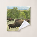 Wyoming Bison Nature Animal Photography Wash Cloth
