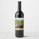 Wyoming Bison Nature Animal Photography Wine Label