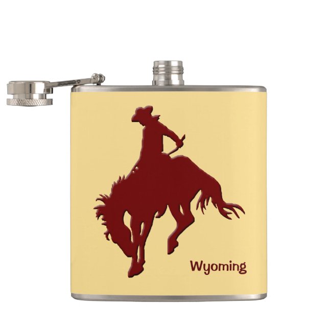 Wyoming Bucking Horse Hip Flask (Opened)