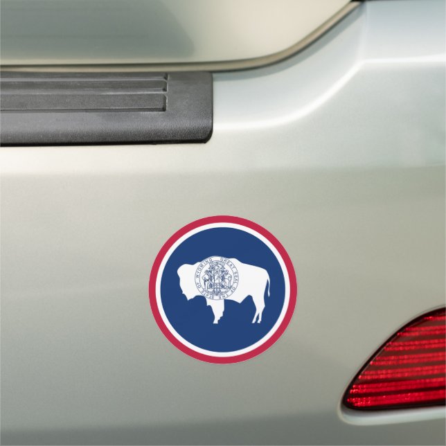 Wyoming Bumper Sticker & Wyoming Flag /State USA Car Magnet (In Situ)