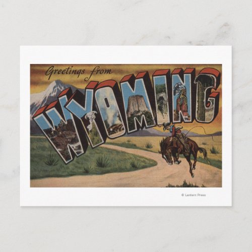 Wyoming CowboyLarge Letter ScenesWyoming Postcard