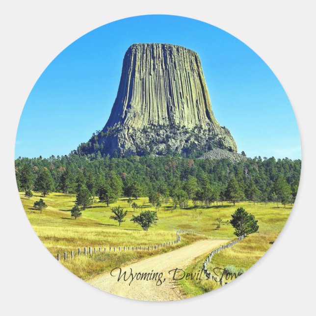 Wyoming, Devil's Tower Classic Round Sticker (Front)