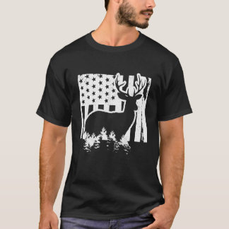 Wyoming Elk Hunting State Map US Flag Patriotic Hu T-Shirt
