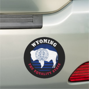 WYOMING EQUALITY STATE FLAG CAR MAGNET