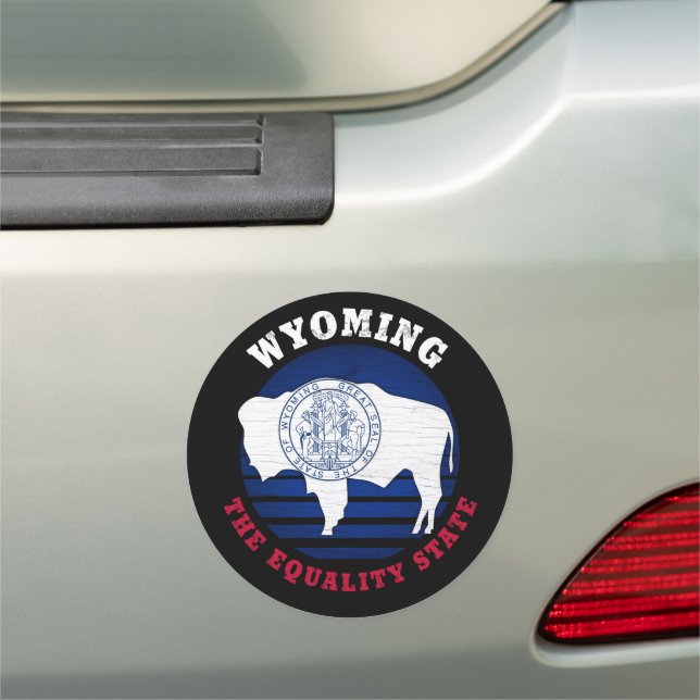 WYOMING EQUALITY STATE FLAG CAR MAGNET (In Situ)
