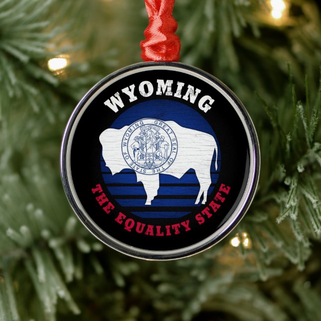 WYOMING EQUALITY STATE FLAG METAL ORNAMENT (Tree)