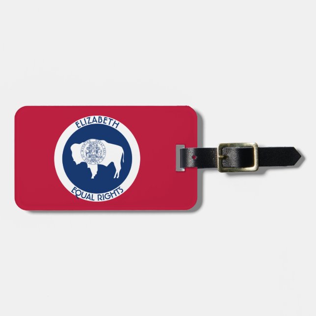 Wyoming Equality State Personalized Flag Luggage Tag (Front Horizontal)