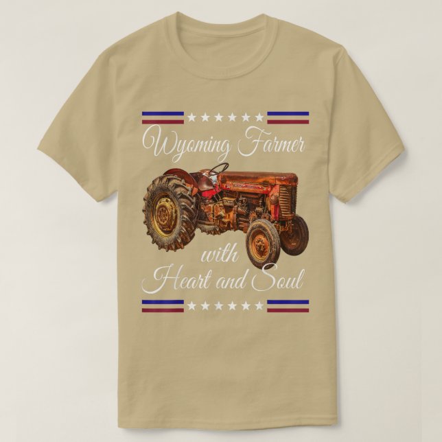 Wyoming Farmer Retro  T-Shirt (Design Front)