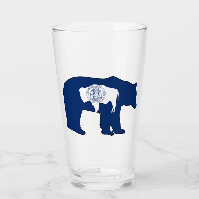 Wyoming Flag Bear Glass (Front)