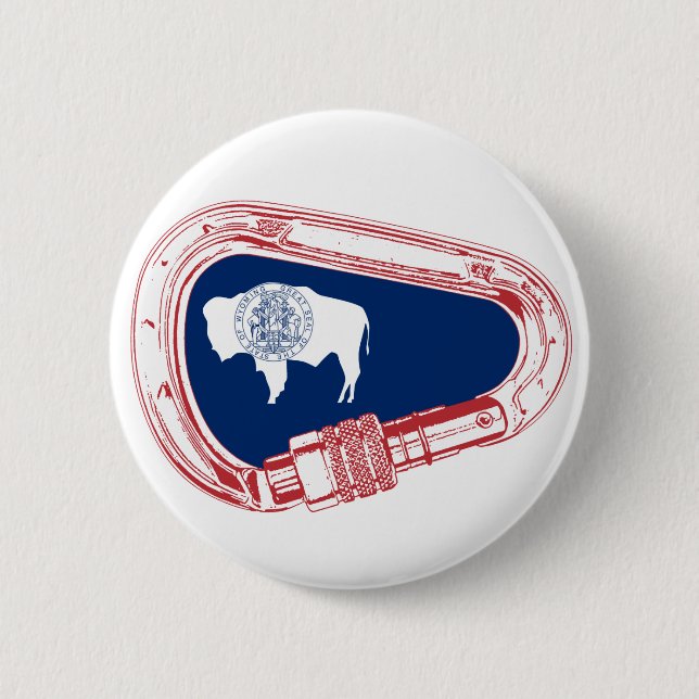 Wyoming Flag Climbing Carabiner Button (Front)