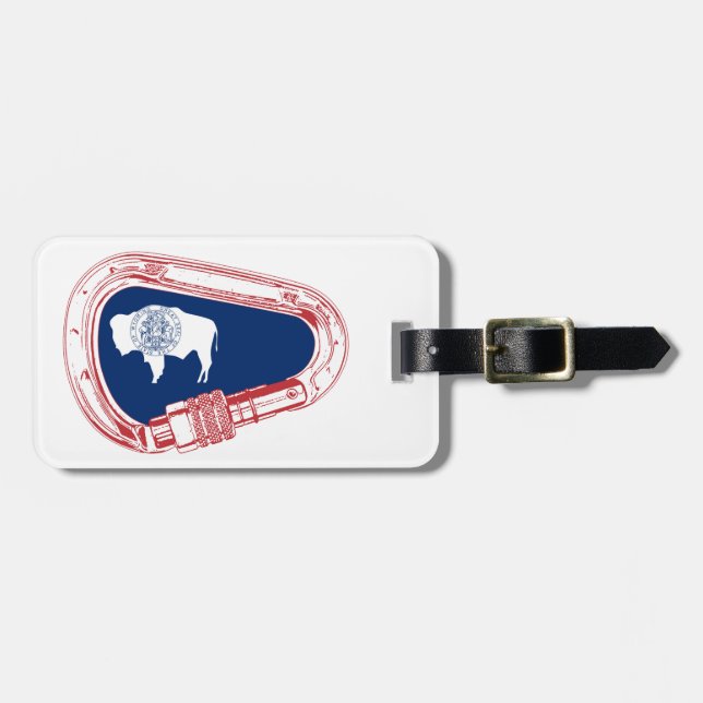 Wyoming Flag Climbing Carabiner Luggage Tag (Front Horizontal)
