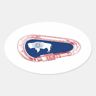 Wyoming Flag Climbing Carabiner Oval Sticker