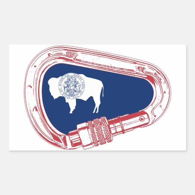Wyoming Flag Climbing Carabiner Rectangular Sticker (Front)
