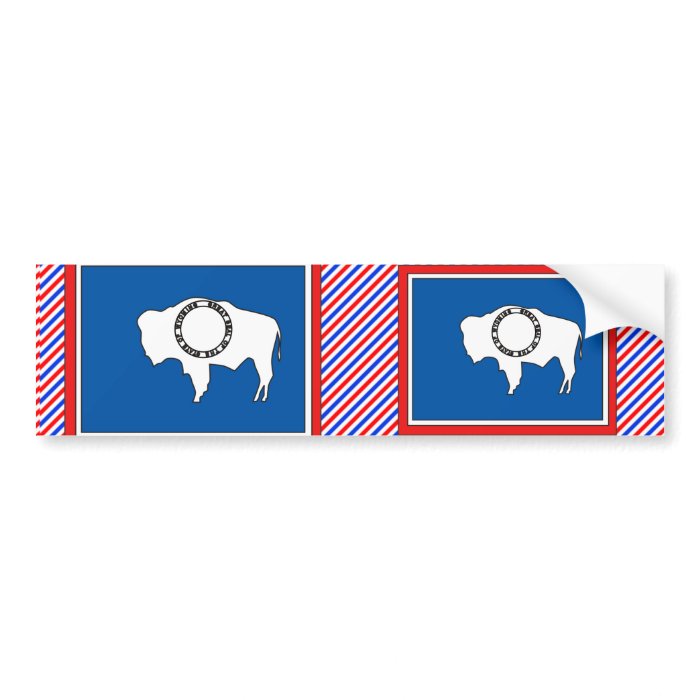 Wyoming Flag Map Bumper Stickers