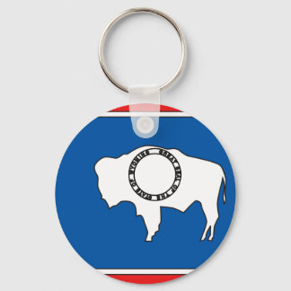 Wyoming Flag Map Keychain