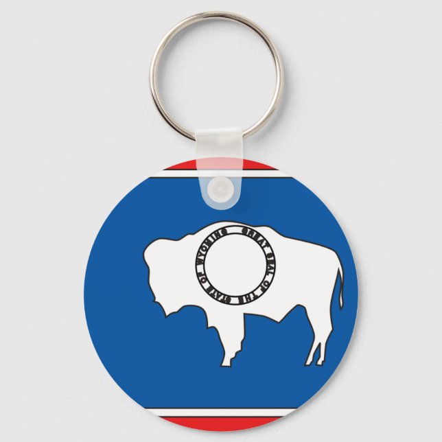 Wyoming Flag Map Keychain (Front)