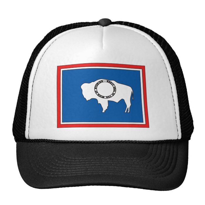 Wyoming Flag Map Trucker Hats