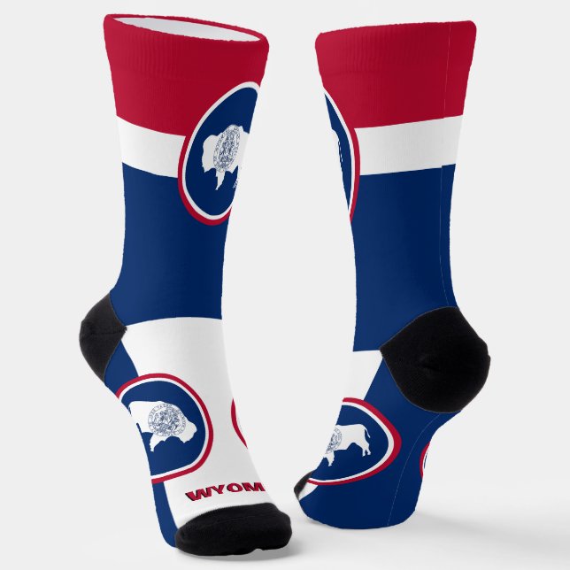 Wyoming Flag Patriotic, USA State Premium Socks (Angled)
