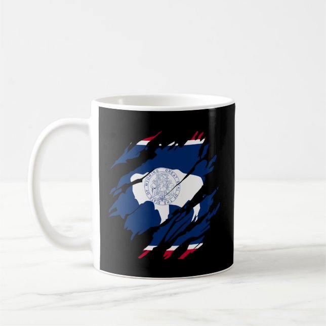 Wyoming Flag Pride State Bison Coffee Mug (Left)