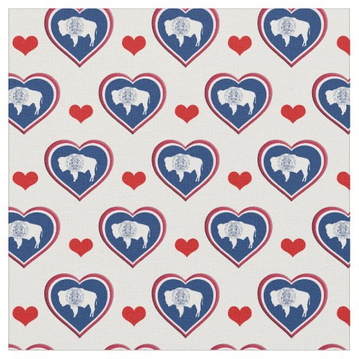 Wyoming Flag & Red Heart fashion Fabric / USA