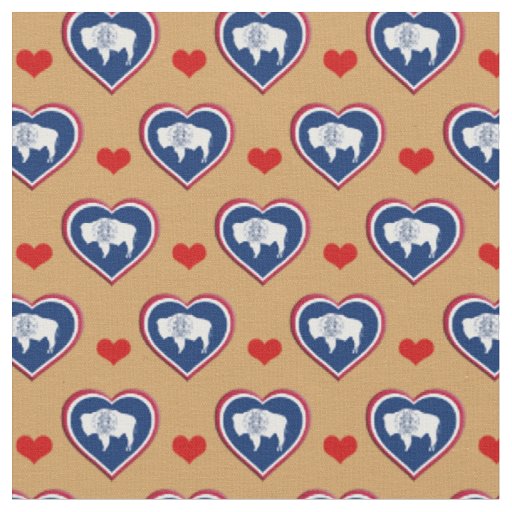 Wyoming Flag & Red Heart fashion Fabric / USA