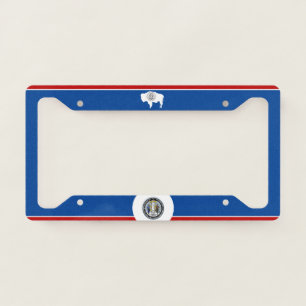Wyoming flag-seal license plate frame