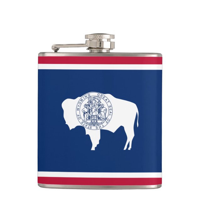 Wyoming Flag & travel Wyoming USA States/sport fan Flask (Front)